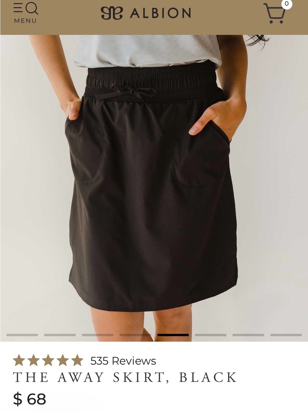 Albion Black A-Line Drawstring Skirt